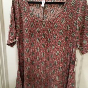 Lularoe Perfect 2xl red gray yellow chevron ptn